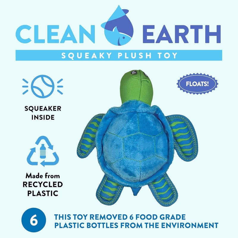 Spunky Pup Clean Earth Plush Turtle | Made from 100% Recycled Water Bottles | Small - Image 3